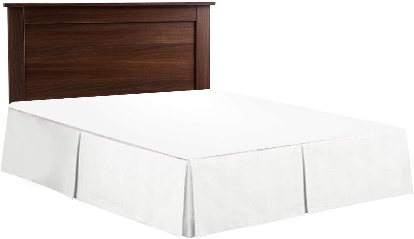 Split Corner Bed Skirt 15 Inch Drop Microfiber Luxurious & Easy to Wash Wrinkle & Fade Resistant - (White, King (15" Drop)
