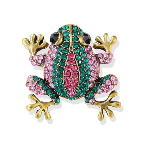 Vintage Crystal Frog Brooch