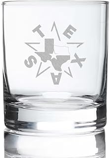 JohnPartners993 Texas Whiskey Glass - Texas State Outline Whiskey Glass - Texas Flag Whiskey Glass - Texas Gift - Whiskey Glass