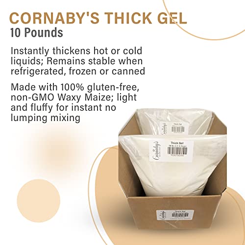 Cornaby’s Thick Gel 10 Pounds | Premium Waxy Maize Starch, 2X More Thickening | Gluten-Free, Non-Gmo, Natural Food Thickener For Thickening Soups, Sauces, Gravies, Cooked Pudding, And More! #TOP1