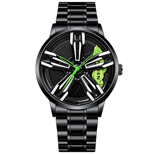 MIDYUID Relojes para Hombre Rueda de Coche Llanta Hub Reloj Rueda Estereoscópica Hueca Moda Deporte Reloj de Cuarzo para Hombres Regalos Relojes de Pulsera (Green-01) MIDYUID Relojes para Hombre Rueda de Coche Llanta Hub Reloj Rueda Estereoscópica Hueca Moda Deporte Reloj de Cuarzo para Hombres Regalos Relojes de Pulsera (Green-01)