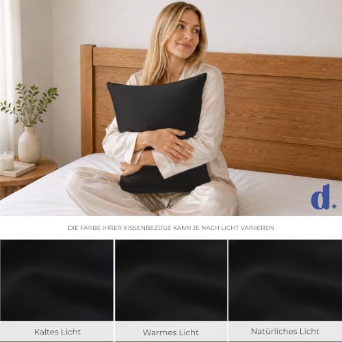 Dreamzie - Kissenbezug 40 x 80cm - 2er Set - 100% Baumwolle - Schwarz – Ansicht 5