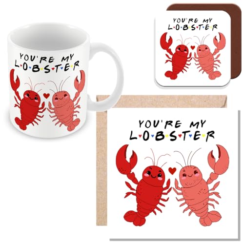 Image of MUGGZ - You're My Lobster - Mug Card & Coaster - Gift for Friends Birthday Anniversary Valentines - Together Forever