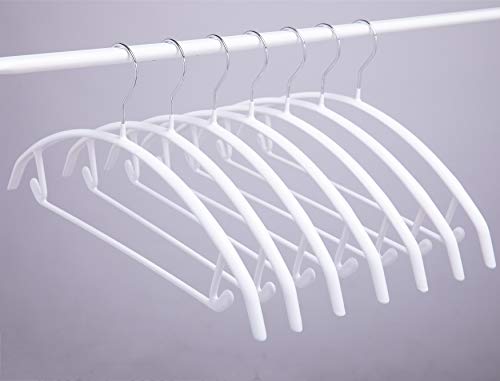 Cocomaya HJMJ002-USA 16.5 Inch White No Shoulder Bumps No Mark Non-Slip Rubber Coated Contour Metal No Bumps Hanger, Sweater Hanger thumb #7