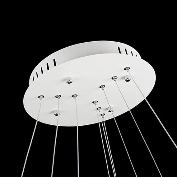 Ring Circle LED Pendant Light, Modern Metal Acrylic Chandelier Height Adjustable Hanging Lamp For Living Room, Bedroom, Dining Table,White+Neutral Light-20cm 13W