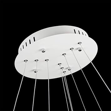 Ring Circle LED Pendant Light, Modern Metal Acrylic Chandelier Height Adjustable Hanging Lamp For Living Room, Bedroom, Dining Table,White+Neutral Light-20cm 13W