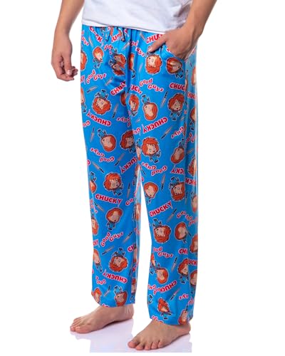 Chucky Men's Horror Movie Childs Play Doll Good Guys Tossed Icon Sleep Lounge Pajama Pants