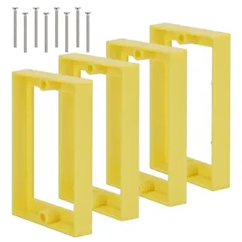 Single Gang Receptacle Outlet Box Extenders 1/2",Electric Outlet Extender Box with 8 Screws,Receptacle Extender for Electric Box and Electric Outlet Switches, Yellow (Pack of 4)