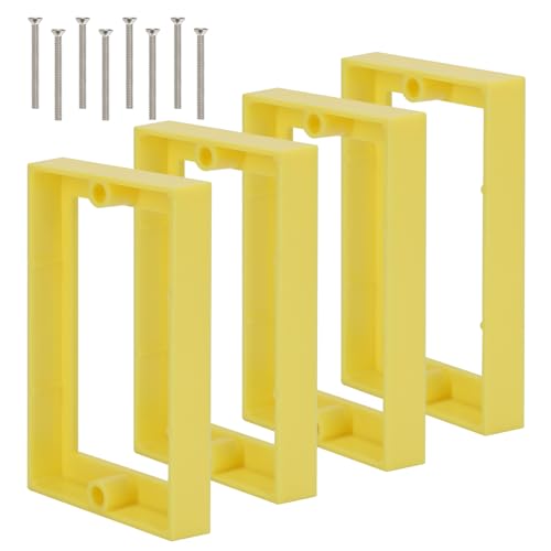 Single Gang Receptacle Outlet Box Extenders 1/2",Electric Outlet Extender Box with 8 Screws,Receptacle Extender for Electric Box and Electric Outlet Switches, Yellow (Pack of 4)