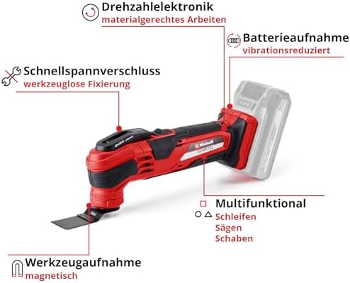 Bild 2 - Einhell Akku Multifunktionswerkzeug Varrito Power X-Change (18 V, 22.000 Bis 40.000 Min-1, Drehzahl-Elektronik, Schnellspannverschluss, Magnetische Werkzeugaufnahme), Ohne Akku, Ladegerät und Koffer