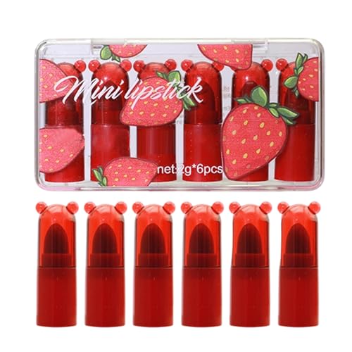Juego de pintalabios portátil de 6 piezas, mini brillo y bálsamo hidratante, para mujeres, principiantes, amantes de la belleza, maquillaje diario y de oficina