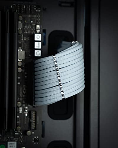 Reaper Cable Premiums - Sleeved PSU Extension Set - Aluminium Cable Combs - Power Supply Extensions - 1x 24 Pin/ 2x 4+4 Pin / 3x 6+2 Pin - 30cm (White)