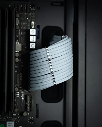 Premiums - Sleeved PSU Extension Set - Aluminium Cable Combs - Power Supply Extensions - 1x 24 Pin/ 2x 4+4 Pin / 3x 6+2 Pin - 30cm (White) - Alimentatore - Immagine 2