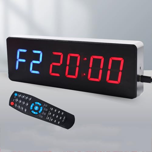 Chronomètre numérique avec intervalle d'entrainement - 25,4 cm - Horloge murale avec télécommande - Luminosité réglable - Pour sport, boxe, fitness, cuisine