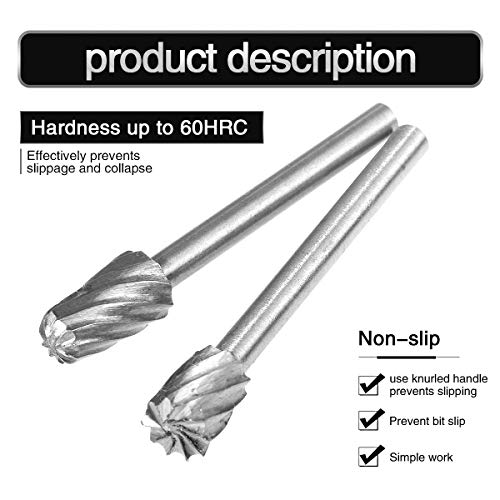 Hohxen Hss Cutting Burr Bits Set For Dremel Rotary Tool Metal Woodworking Router Grinding 10 Piece High Speed Cutter Single Cut Burs M2 Steel 1/8" Shank #TOP5