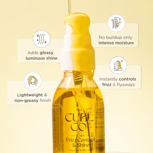 Image of The Curl Co Frizz Control & Shine Hair Serum - 50ml | With Sunflower Oil, Argan Oil & Vitamin E | Controls Frizz, Adds Glossy Shine | For Wavy, Curly & Coily Hair