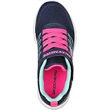 Skechers Microspec Bold Delight Sneakersy dla dziewcząt i dziewcząt, Navy Mesh Hot Pink Trim, 31 EU