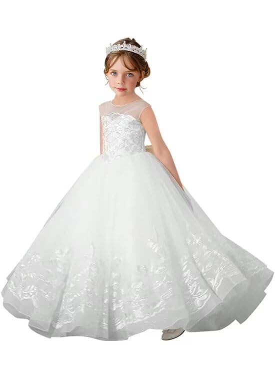 Flower Girl Dresses for Wedding First Communion Dress Tulle Bridesmaid Princess Pageant Dresses for Girls