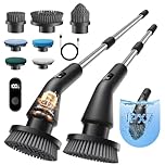Leebein Electric Spin Scrubber, Upgraded Cordless Cleaning Brush Bathroom Scrubber, IPX7 Waterproof Shower Scrubber with 7 Brush Heads, Extendable Long Handle and 2 Speeds Scrubber for Bathtub Floor