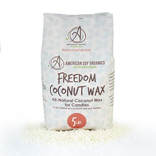 American Soy Organics Freedom Coconut Soy Wax Beads for Candle Making - Natural Candle Making Supplies - Paraffin-Free,Beeswax-Free Coconut Candle Wax for Container Candles,Tealights, Wax Melts 5 lbs