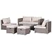 Produktbild Outsunny Rattan Sitzgarnitur, 6-teilige Sitzgruppe, Gartenmöbelset mit Couchtisch, Metall, Khaki, 151 x 75 x 65 cm