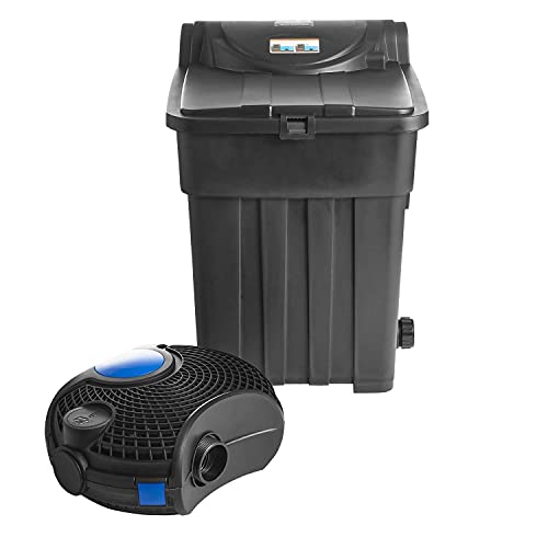 Swell UK Pond Filter Box Premium 25,000 & 5,000 L/H Pump with Strainer Casing | Includes 18w UV Clarifier for Greenwater & Algae | Biological & Mechanical Media and Built in Cleaning Mechanism