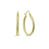 14 K oro 2 x 12 mm pulido Twist diseño ligero de pendientes de aro redonda