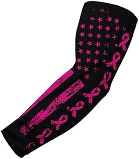 Pink Ribbon Cancer Awareness Flag Football Baseball Basketball Sports Compression Arm Sleeve