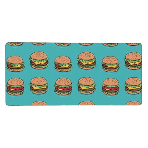 Tapis de souris de jeu avec bords cousus durables et motif hamburger vert original