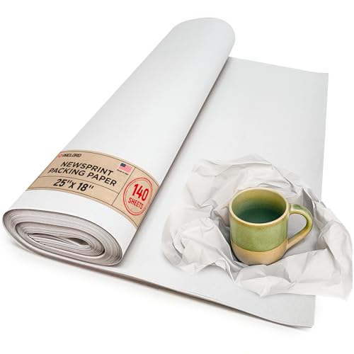 Paclord Newsprint Packing Paper Sheets, 25" x 18", Eco-Friendly, Non-Toxic, American Quality Safe, 140 Sheets - Made in USA Newsprint Paper, Unwaxed, Uncoated - Bulk Pack by Paclord - Used condition - US$15.35