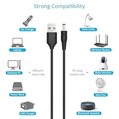 Belker USB to DC 5V Power Cord, USB to DC Power Cable with 13 Interchangeable connectors for Router, LED Light, Mini Fan, Speaker and More 5V Devices
