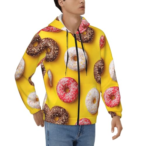 Veste à capuche thermique pour homme coupe ample blouson chaud zippé motif imprimé Doughnut