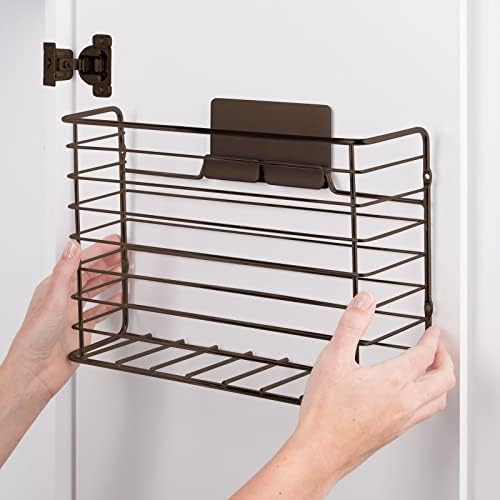 mDesign Storage Basket  Wall or Door Hanging Basket for Kitchen and Household Accessories  Versatile Kitchen Storage Solution  Bronze