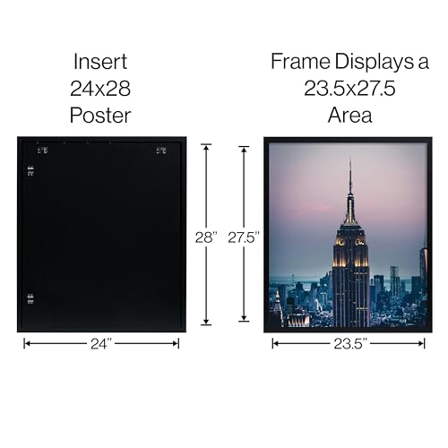 Frame Amo 24x28 Black Solid Wood Poster Frame, 1 inch Wide Border, Acrylic Face by Frame Amo - Used condition - Image 3