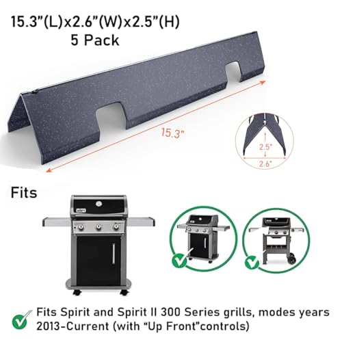Spirit e310 Grill Parts for Weber, 7636 Flavorizer Bars & 69787 Burner Tube Kit for Weber Spirit and Spirit II 300 Series E310 E320 S310 S320 with Front Control, 15.3" Heat Plates & 18" Burners by Uniflasy - Image 2