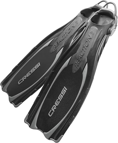 Cressi Fersenbandflosse Reaction EBS Fins, Schwarz/Silber, L/XL, BE095544