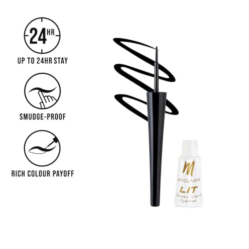 MyGlamm LIT Glossy Liquid Eyeliner-Black Party-3.5ml - Image 2