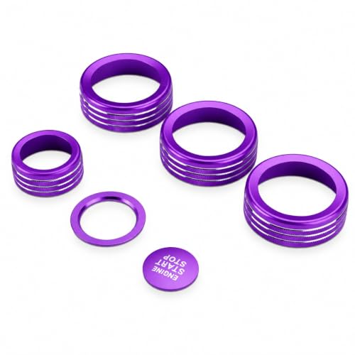 Image of for Toyota Tacoma 2024-2026 & 4Runner 2025-2026, 14-Inch Screen Aluminum Alloy Knob Cover Trim - Fits Push Start, AC, Volume & 4WD Gear Switch (Purple, 6-Piece Set)