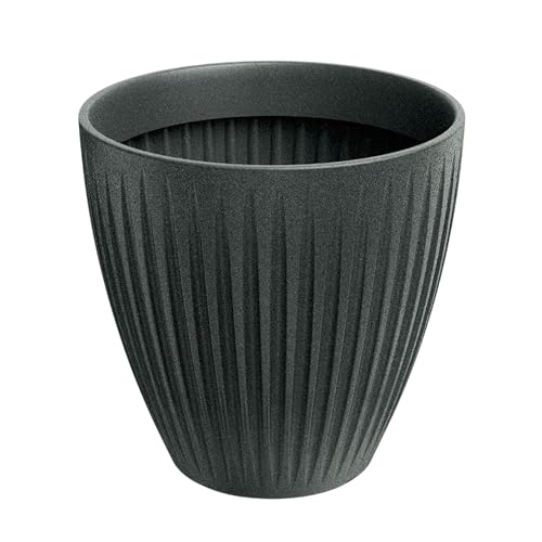 Pot Latia Round MIDL Prosperplast Ø48 finition effet pierre graphite granit