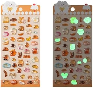 3dシール 立体シール 夜光 ステッカー 透明 キラキラ かわいい 手帳用 女の子 ぷっくりシー ル デコ しーる DIY ご褒美 携帯電話飾り用 水筒 スマホケース 貼り付け 手芸用品 (オレンジの猫-1枚) [並行輸入品]