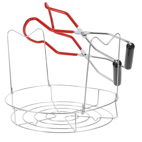 CLISPEED Juego de Pinzas y Rejilla para Conservas de Acero Inoxidable Soporte Pequeño para Frascos y Latas Estante para Vaporera Adecuado para Cocina y Procesamiento de Alimentos