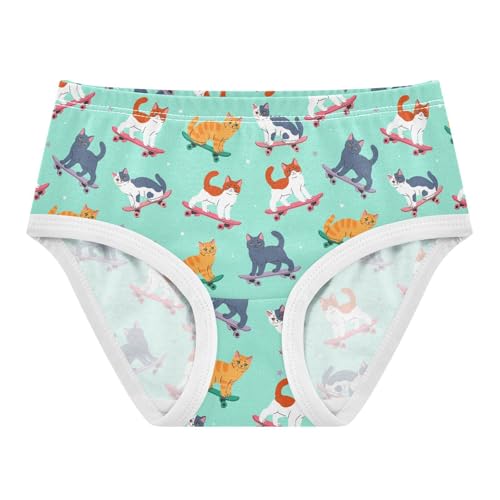 Girls' Underwear Skateboard Cat Cotton Stretch Comfort Toddler Panties