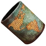 SEWOART Stifthalter aus PU Leder Vintage Stiftebecher und Make Up Pinselhalter Multifunktionaler Schreibtisch Organizer für Büro und Zuhause Grüner Zylinderform