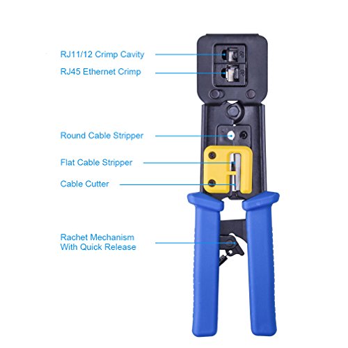 10Gtek Rj45 Crimp Tool Ethernet Connector Crimper Cutter Crimping Wire Cable Stripper Stripping Blades #TOP2