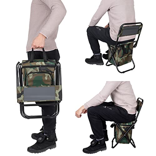 Kaboer Backpack Cooler Chair Fishing Chair,Portable Backpack Backrest Chair With Cooler Bag Compact Fishing Stool Foldable Camping Chair For Picnic,Fishing,Traveling(Camouflage) #TOP5