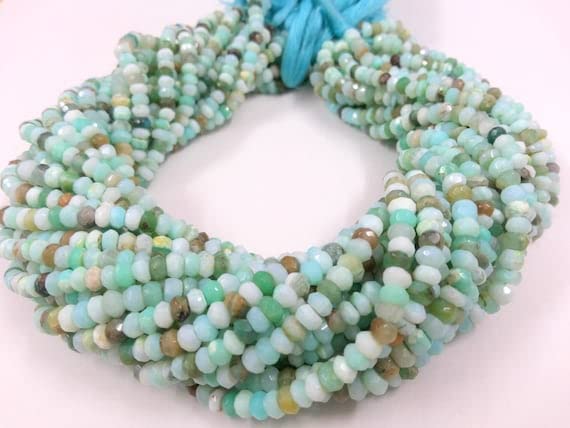 Perles de peruvian opal rondelles beads 4-5mm de qualité luxe aaa