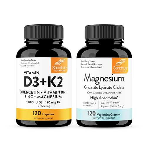 Sandhu's Vitamin D3 K2 with Quercetin & Magnesium Glycinate Lysinate Capsules | Support Quality