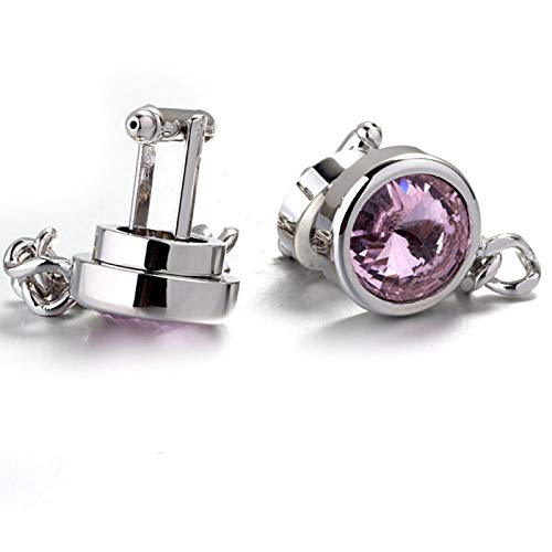 Mancuernillas Redondas de Cristal Plateadas y Rosadas para Hombre