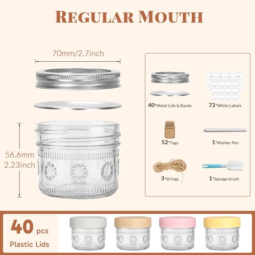 CycleMore 4oz Sunflower Glass Jars 40 Pack with 2 Sets of Lids by CycleMore - Used condition - Image 2
