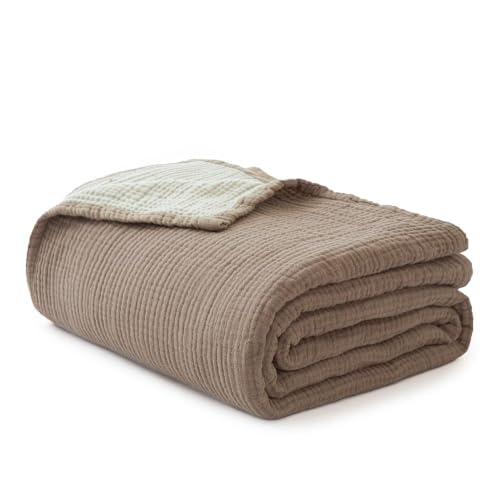 Simple&Opulence 100% Cotton Muslin Blanket, Lightweight Breathable 4 Layering Soft Cotton Throw Blanket,Gauze Blanket for Bed Couch Camping All-Season Use (Coffee, 50"x60") by Simple&Opulence - Used condition - US$25.49